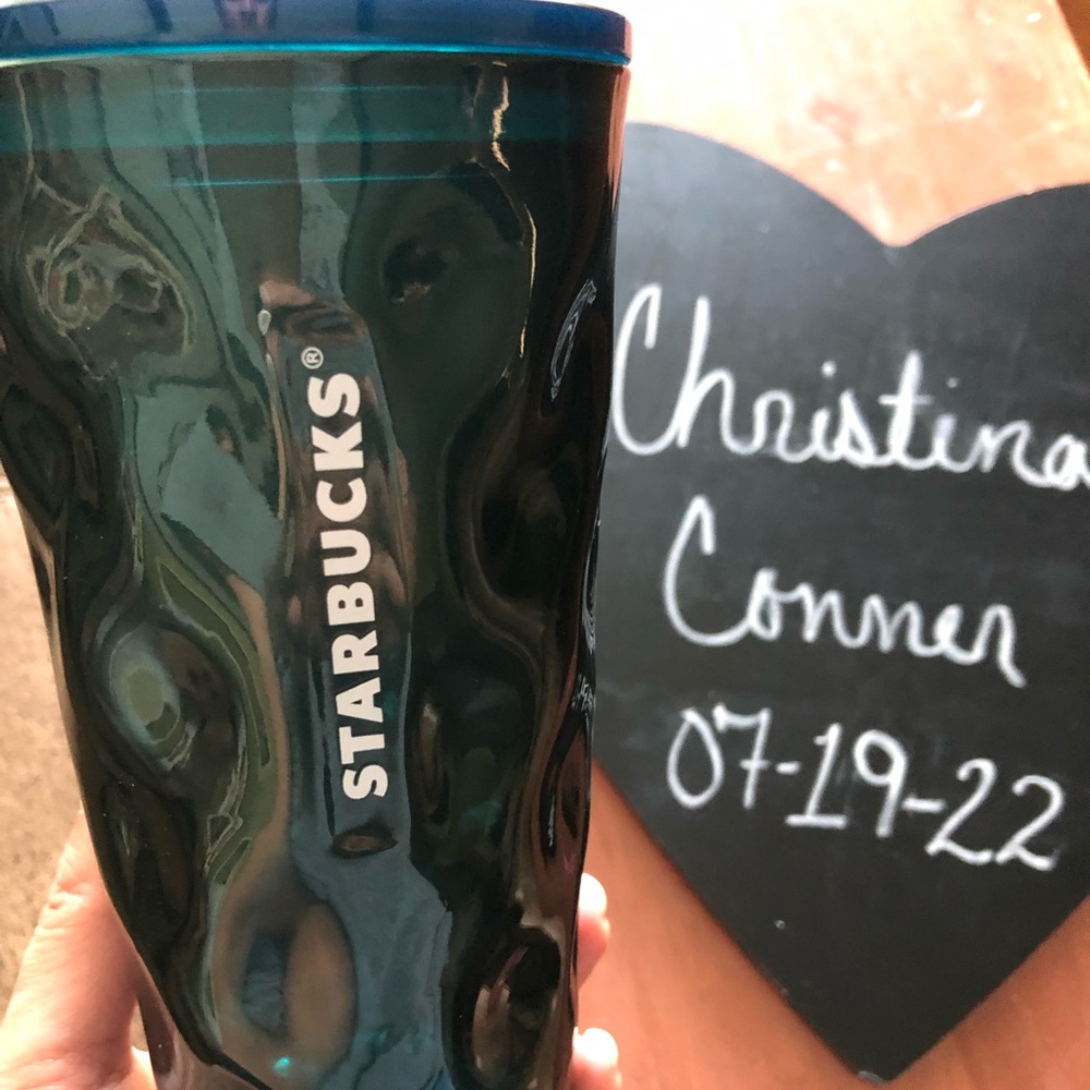 Glass green Starbucks cup